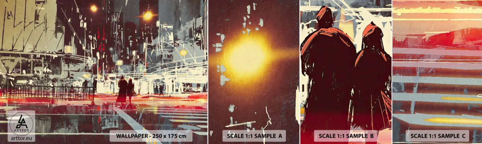 Échantillon de Papier Peint Autocollant Deluxe Sticker - Une grande traversée de ville - Ville, Architecture, Vie nocturne - 100x30 cm