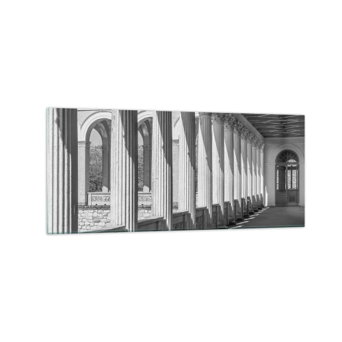 Impression sur verre - Image sur verre - Colonnade de style classique en noir et blanc - 120x50cm - Arcade ensoleillée - Décoration murale moderne pour le salon et la chambre ARTTOR