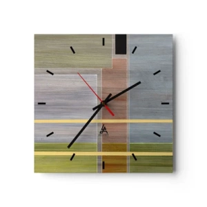 Horloge murale - Pendule murale - Composition géométrique aux couleurs pastel avec des rectangles - 30x30cm - Simple et calme - Décoration murale moderne pour le salon et la chambre ARTTOR