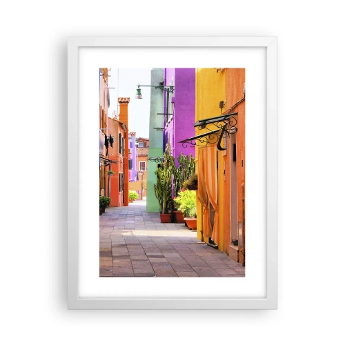 Affiche dans un cadre blanc - Poster - Allée arc-en-ciel - 30x40 cm