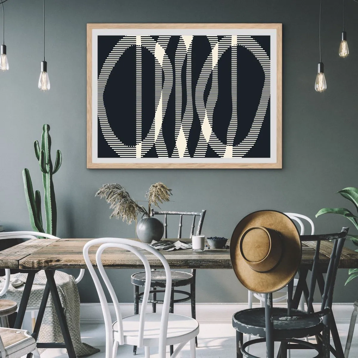 Affiche dans un chêne clair - Poster - Une tentative de briser l'obscurité - 100x70 cm