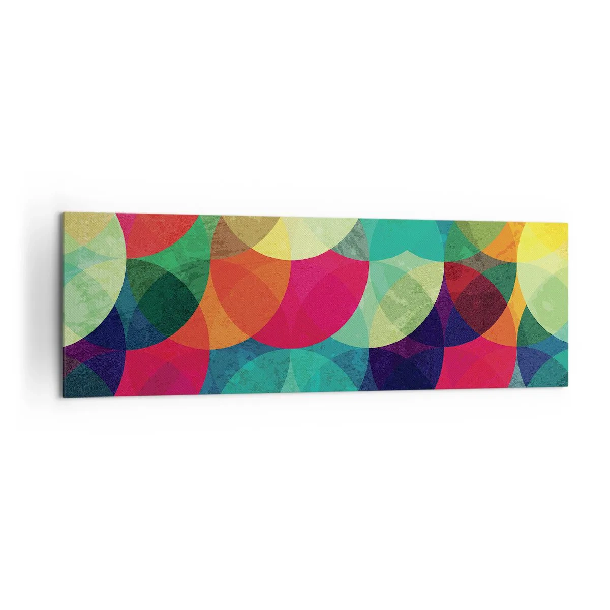 Impression sur toile - Image sur toile - Motifs géométriques colorés composés de cercles et de demi-cercles - 160x50cm - Ascension - Décoration murale moderne pour le salon et la chambre ARTTOR