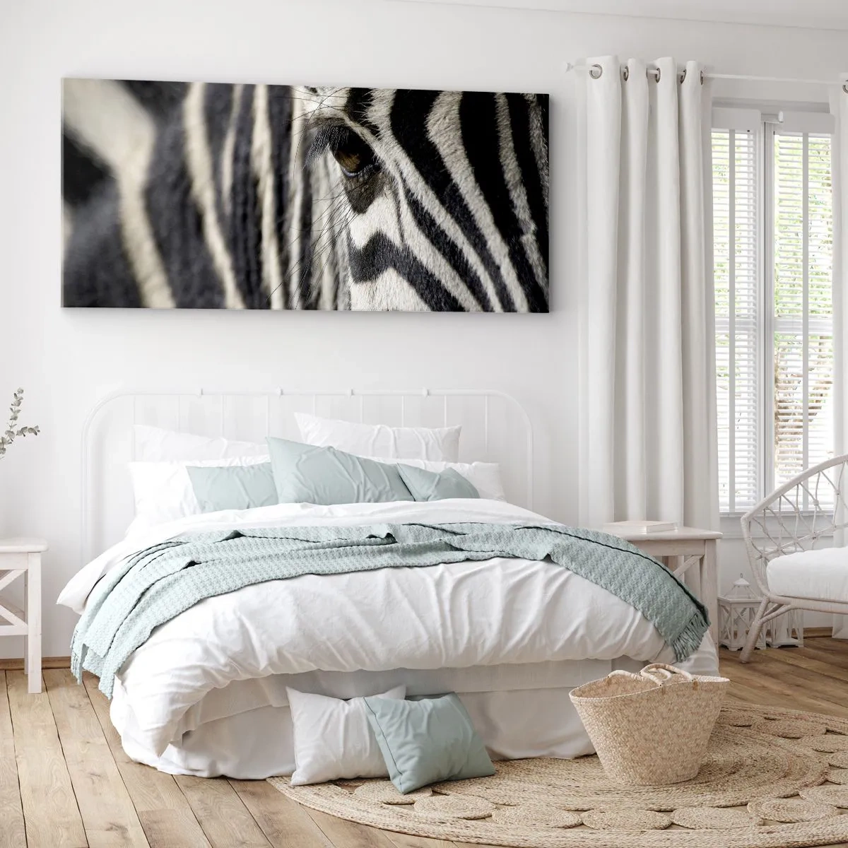Impression sur toile - Image sur toile - Portrait en rayure - 100x40 cm