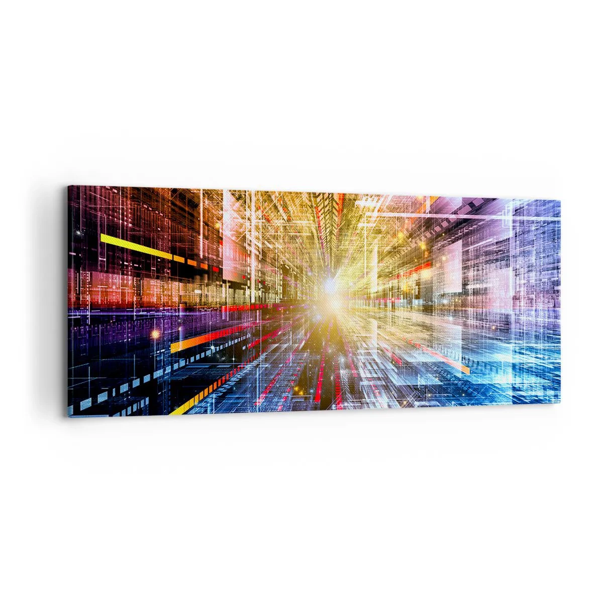 Impression sur toile - Image sur toile - Lumières dynamiques dans un couloir futuriste - 120x50cm - Couloir lumineux - Décoration murale moderne pour le salon et la chambre ARTTOR
