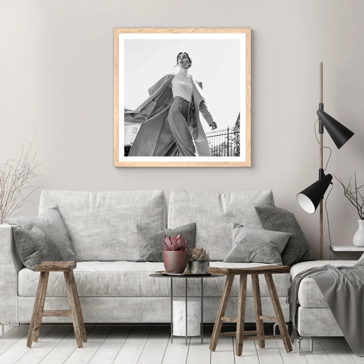 Affiche dans un chêne clair - Poster - Tu viens avec moi? - 30x30 cm