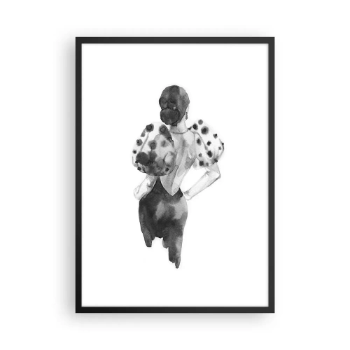 Affiche dans un cadre noir - Poster - Silhouette élégante d'une femme en noir avec un accent élégant - 50x70cm - Elle est passée juste à côté - Décoration murale moderne pour le salon et la chambre ARTTOR