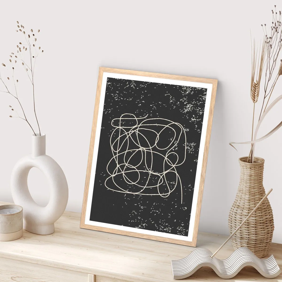 Affiche dans un chêne clair - Poster - Errance des pensées - 30x40 cm