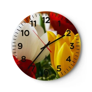 Horloge murale - Pendule murale - La fièvre des tulipes - 30x30 cm