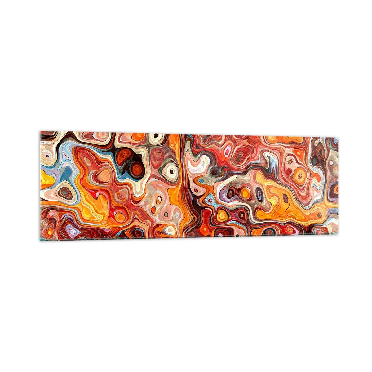 Impression sur verre - Image sur verre - Une composition abstraite dans des tons chauds de rouge, d'orange et de jaune. - 160x50cm - Si les noix fondaient dans du miel - Décoration murale moderne pour le salon et la chambre ARTTOR