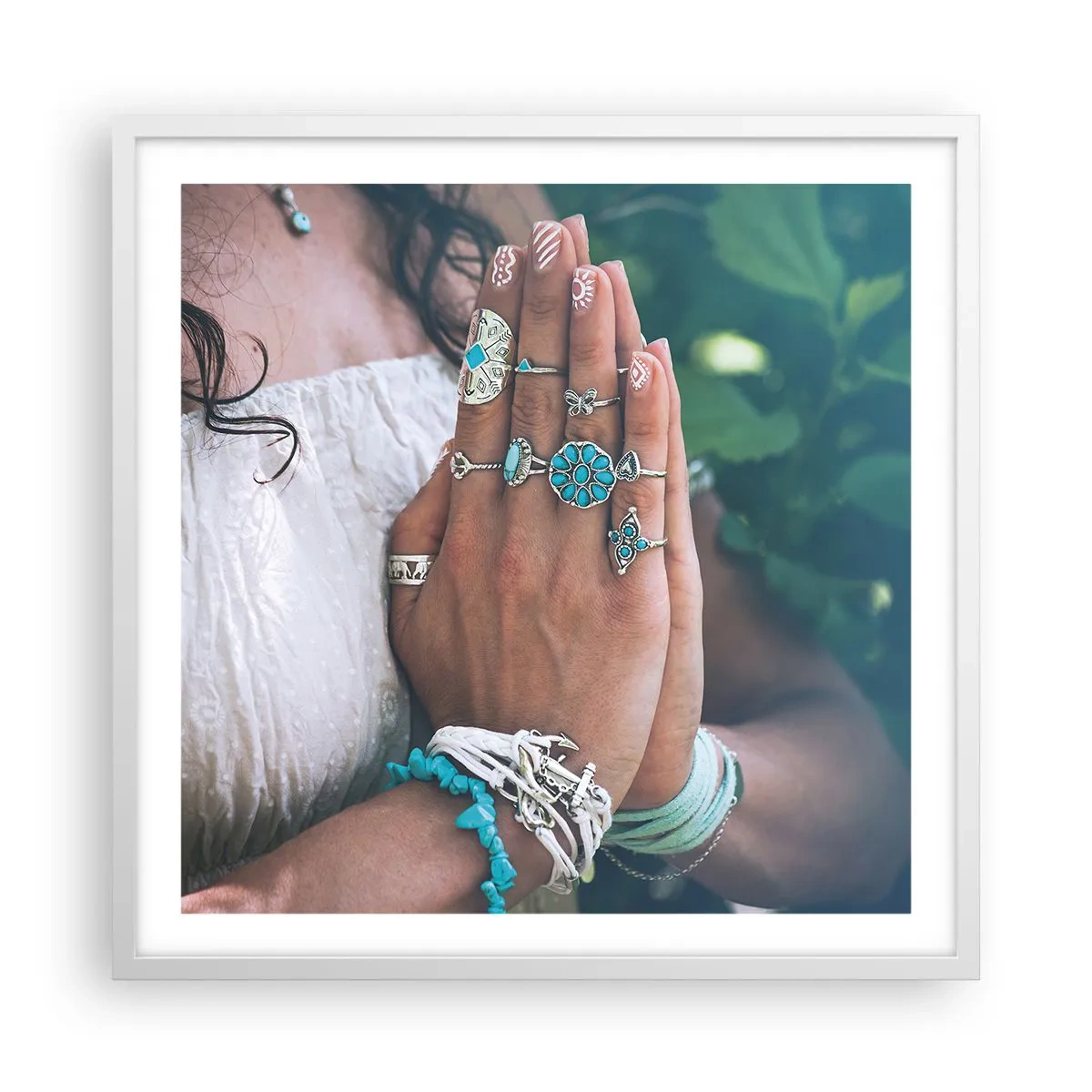 Affiche dans un cadre blanc - Poster - Bienvenue au centre du bien-être - 60x60 cm