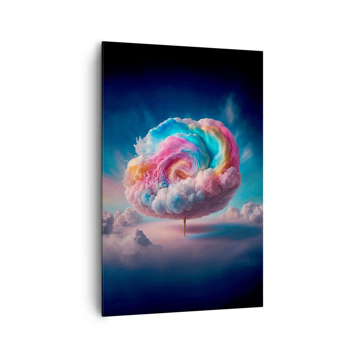 Impression sur toile - Image sur toile - Un nuage en forme de spirale aux couleurs pastel dans le ciel - 80x120cm - Le rêve d'un parc d'attractions - Décoration murale moderne pour le salon et la chambre ARTTOR