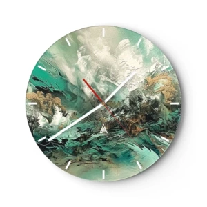 Horloge murale - Pendule murale - Ressac émeraude et noir - 40x40 cm