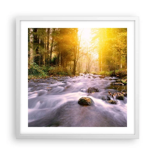 Affiche dans un cadre blanc - Poster - Malachite dans un cadre argent et or - 50x50 cm