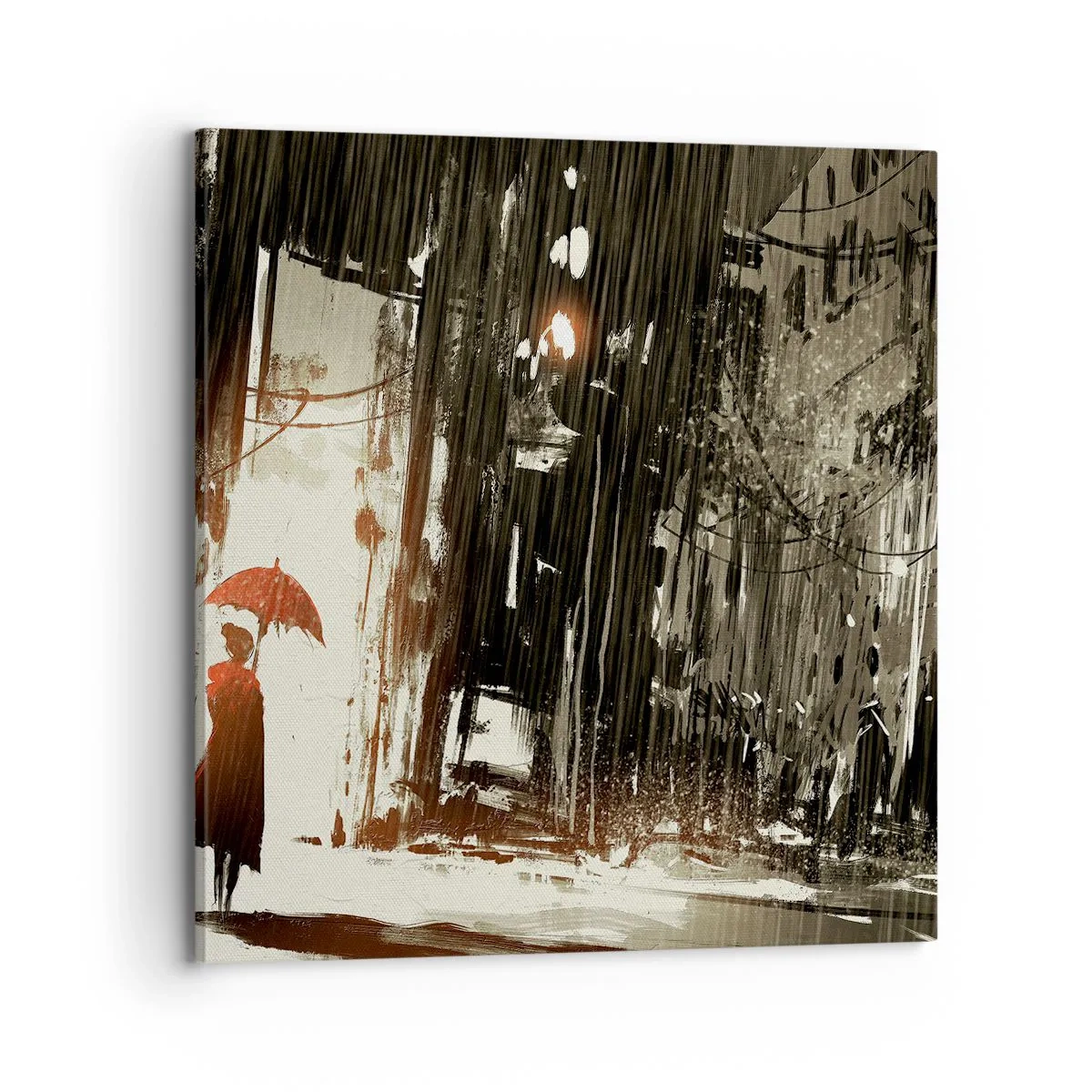 Impression sur toile - Image sur toile - La poésie du parapluie rouge - 70x70 cm