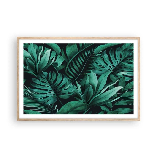 Affiche dans un chêne clair - Poster - Profondeur du vert tropical - 91x61 cm