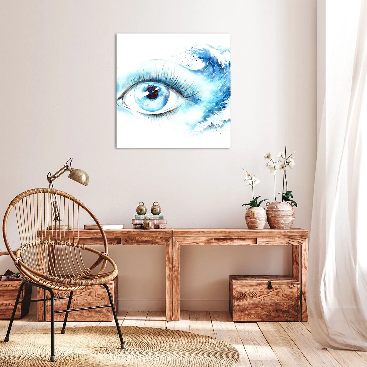 Impression sur toile - Image sur toile - Plongez-vous dans le bleu du regard - 30x30 cm