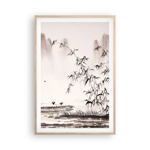 Affiche dans un chêne clair - Poster - Le silence des rizières - 61x91 cm