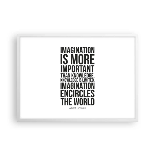 Affiche dans un cadre blanc - Poster - Einstein sur le pouvoir de l'imagination - 70x50 cm