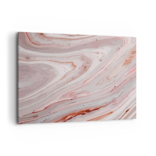 Impression sur toile - Image sur toile - Vagues abstraites dans des tons délicats de rose et de beige - 100x70cm - Rose liquide - Décoration murale moderne pour le salon et la chambre ARTTOR