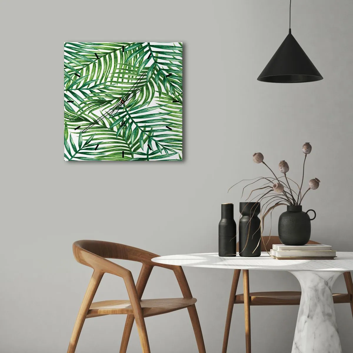 Horloge murale - Pendule murale - Sous la canopée verte - 40x40 cm