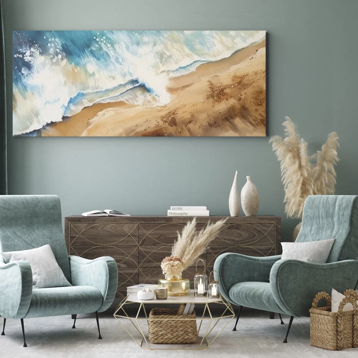 Impression sur toile - Image sur toile - La vague qui revient - 90x30 cm