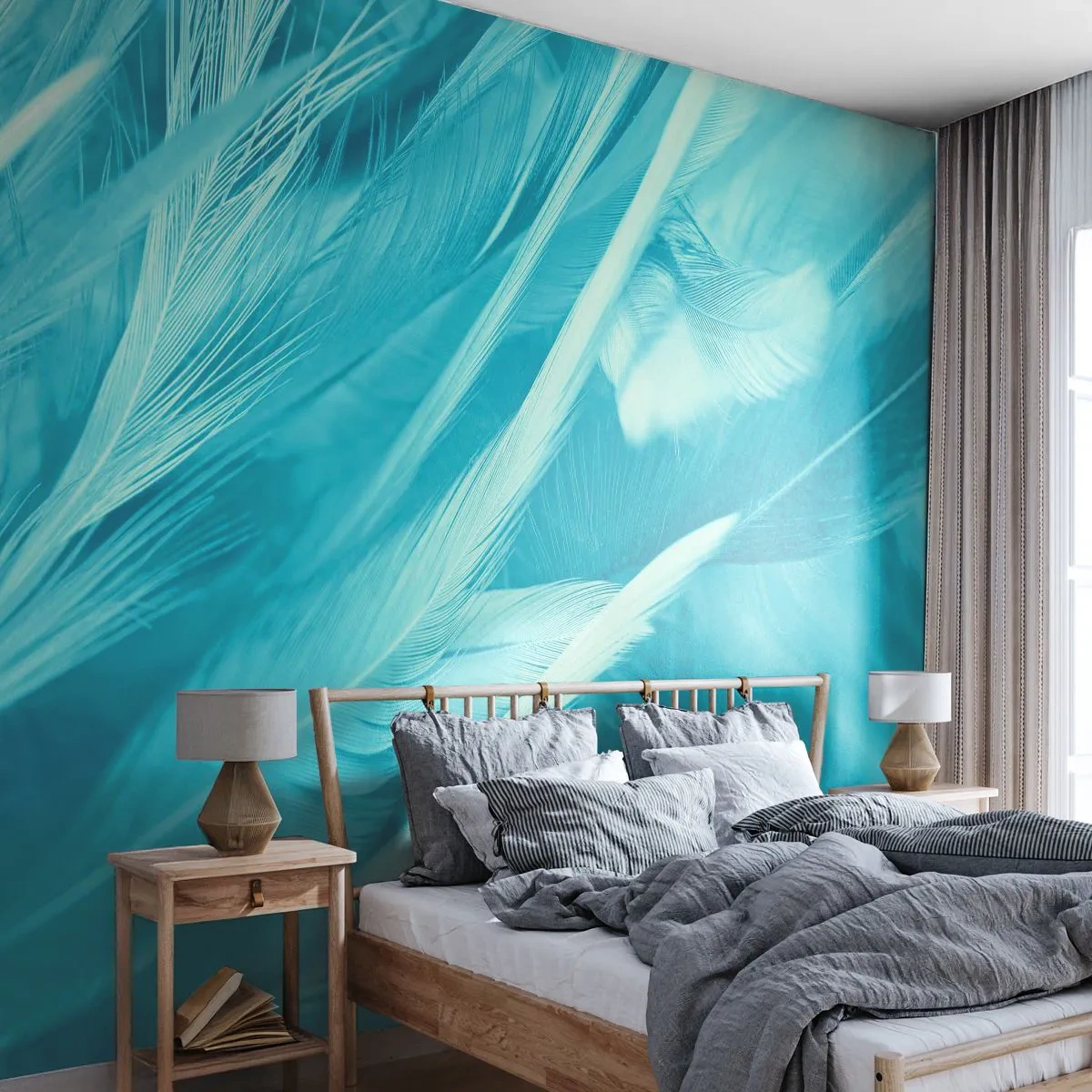 Papier Peint Photo Premium Canvas - Se noyer dans les plumes - Plume d'oiseau, Oiseau, Graphique - 250x175 cm