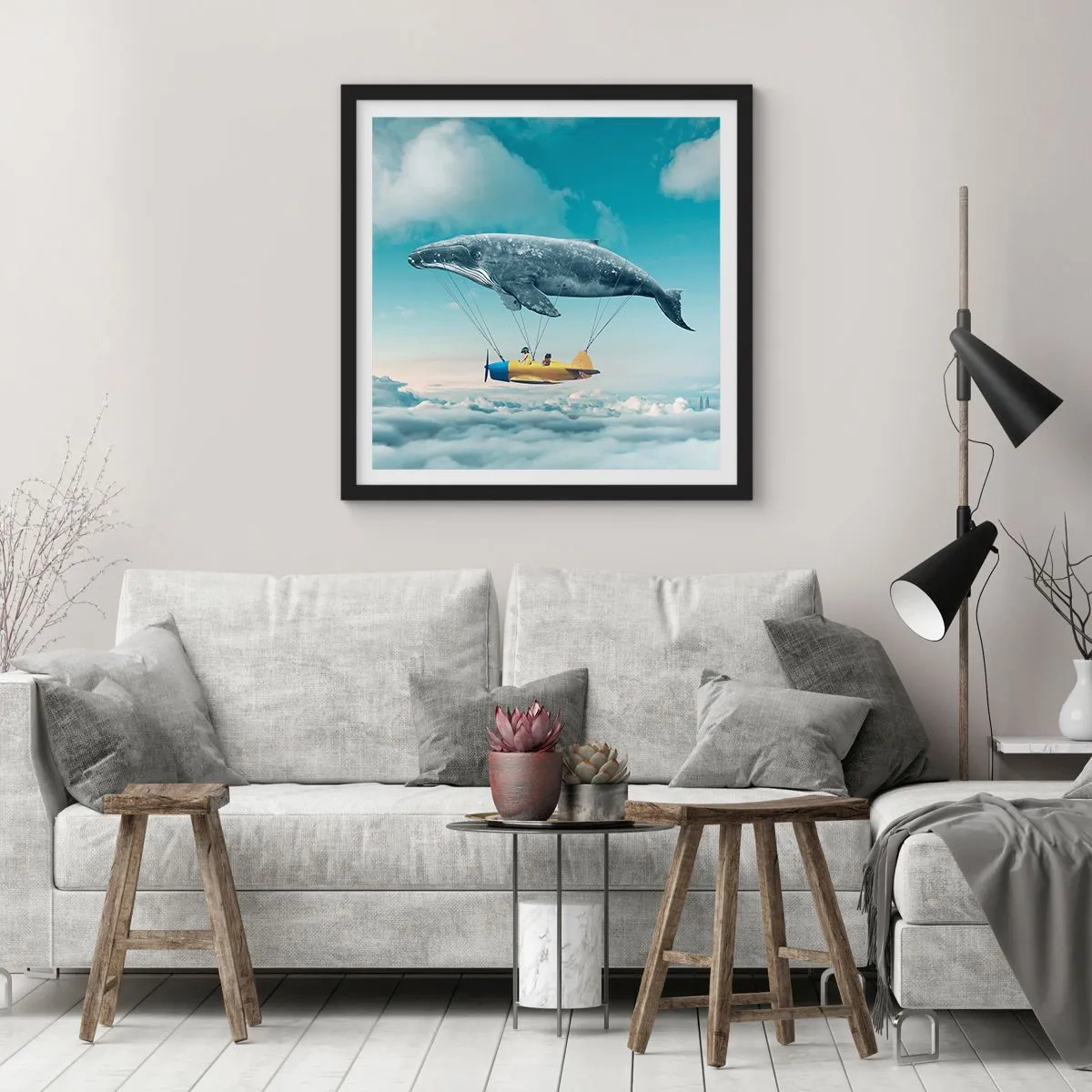 Affiche dans un cadre noir - Poster - Pourquoi pas? - 40x40 cm