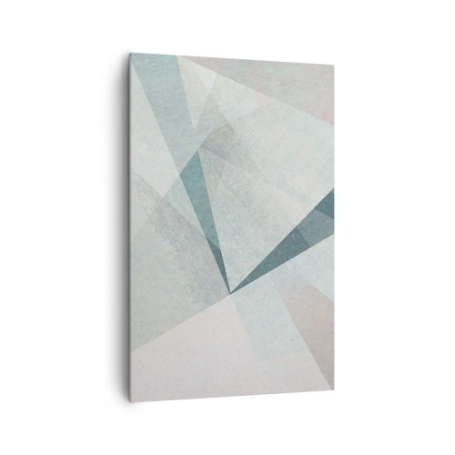 Impression sur toile - Image sur toile - Formes géométriques dans des tons pastel de bleu et de gris - 80x120cm - Calme bien que dynamique - Décoration murale moderne pour le salon et la chambre ARTTOR