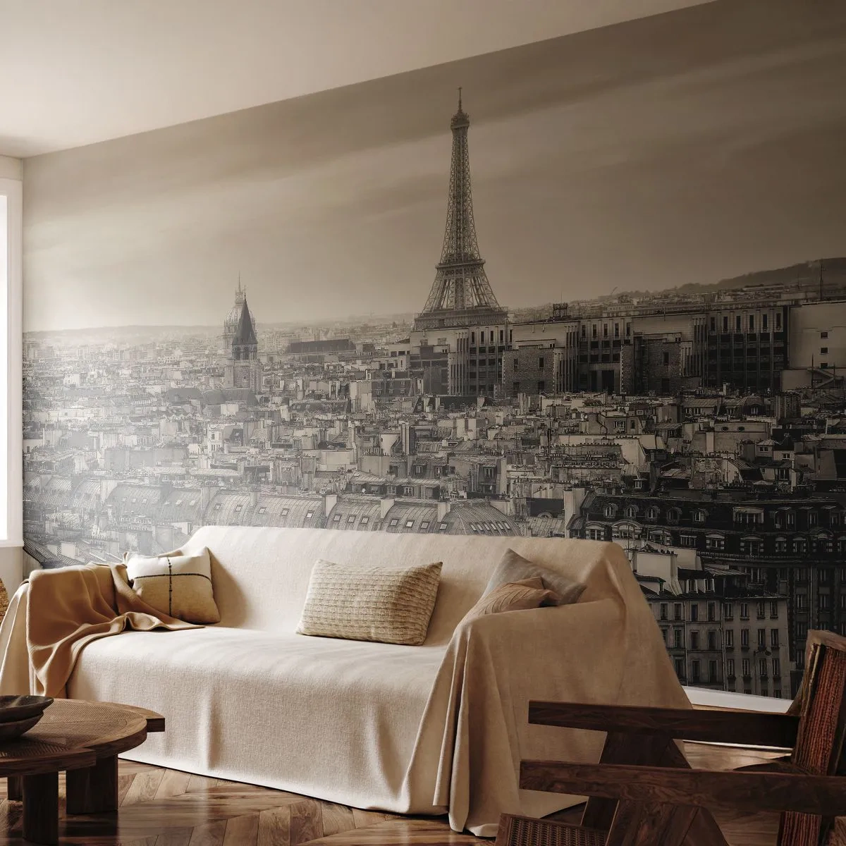 Papier Peint Autocollant Deluxe Sticker - Sur les toits de Paris - Ville, Paris, Architecture - 250x175 cm
