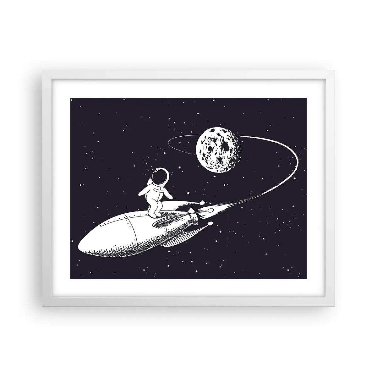 Affiche dans un cadre blanc - Poster - Surfeur de l'espace - 50x40 cm
