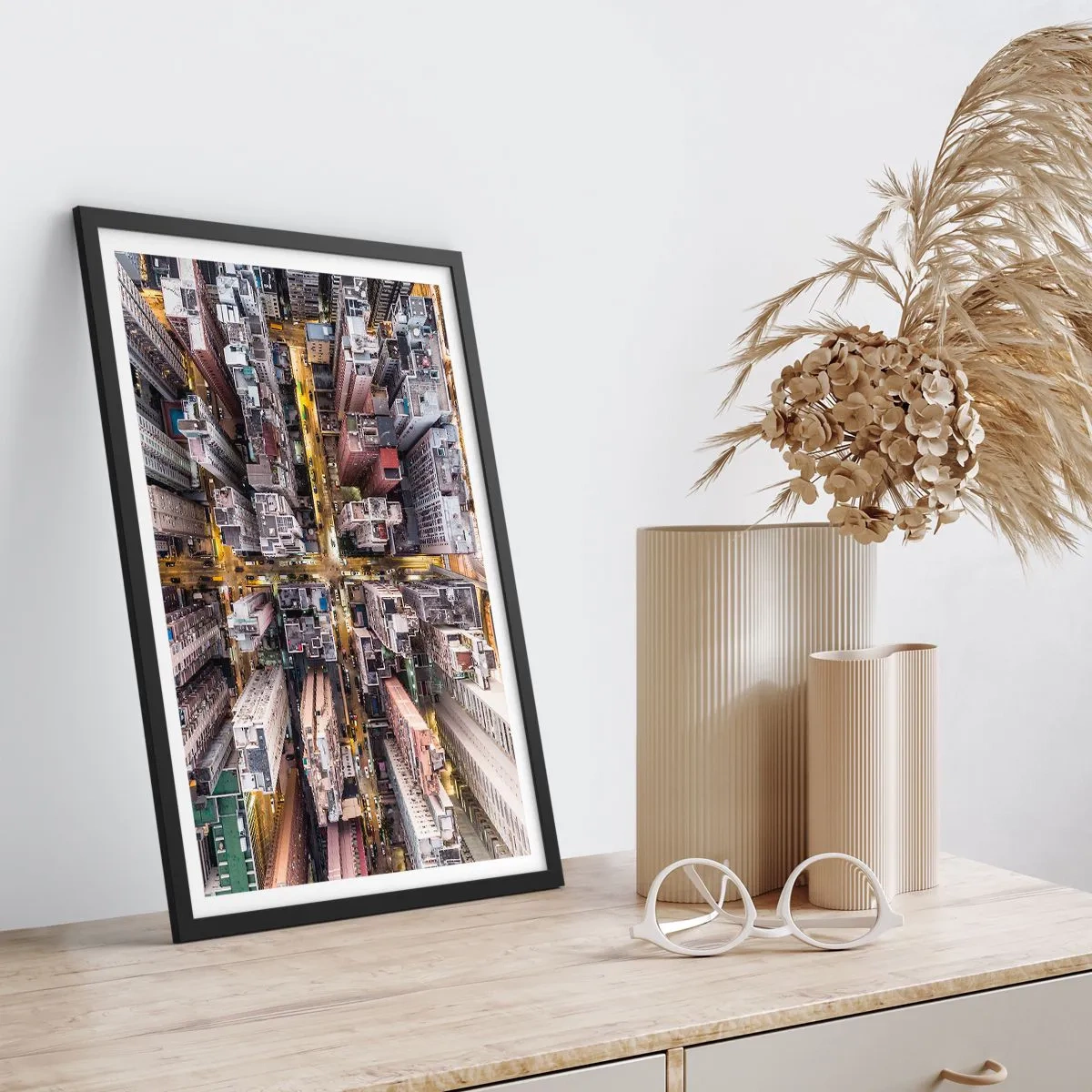 Affiche dans un cadre noir - Poster - Salutations de Hong-Kong - 70x100 cm