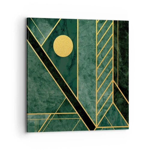 Impression sur toile - Image sur toile - Dynamique or et azur - 70x70 cm