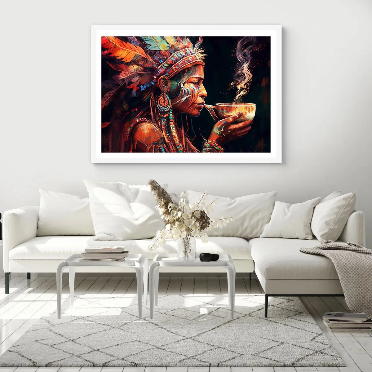 Affiche dans un cadre blanc - Poster - Rituel magique - 100x70 cm