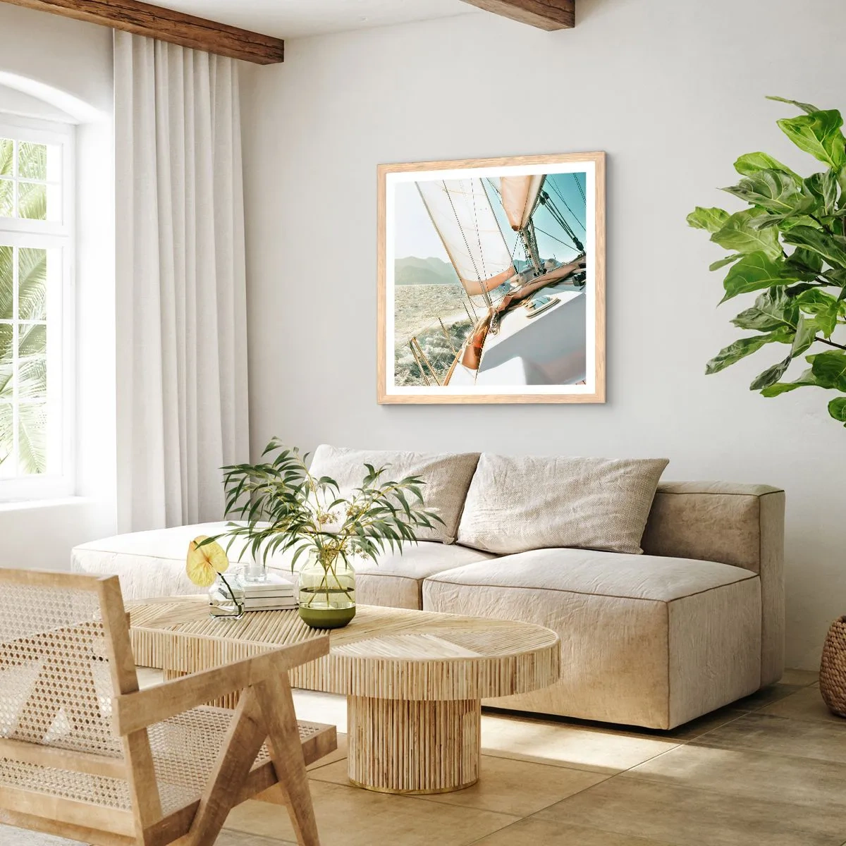 Affiche dans un chêne clair - Poster - Toutes voiles dehors - 60x60 cm