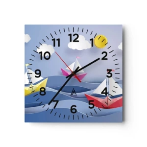 Horloge murale - Pendule murale - Ah qu'il est agréable de se balancer dans les vagues - 30x30 cm