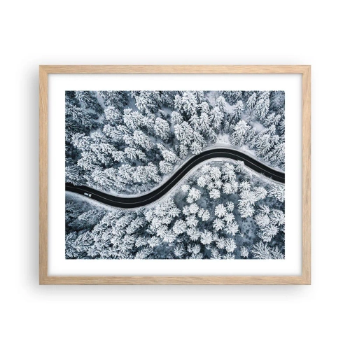 Affiche dans un chêne clair - Poster - À travers une forêt d'hiver - 50x40 cm