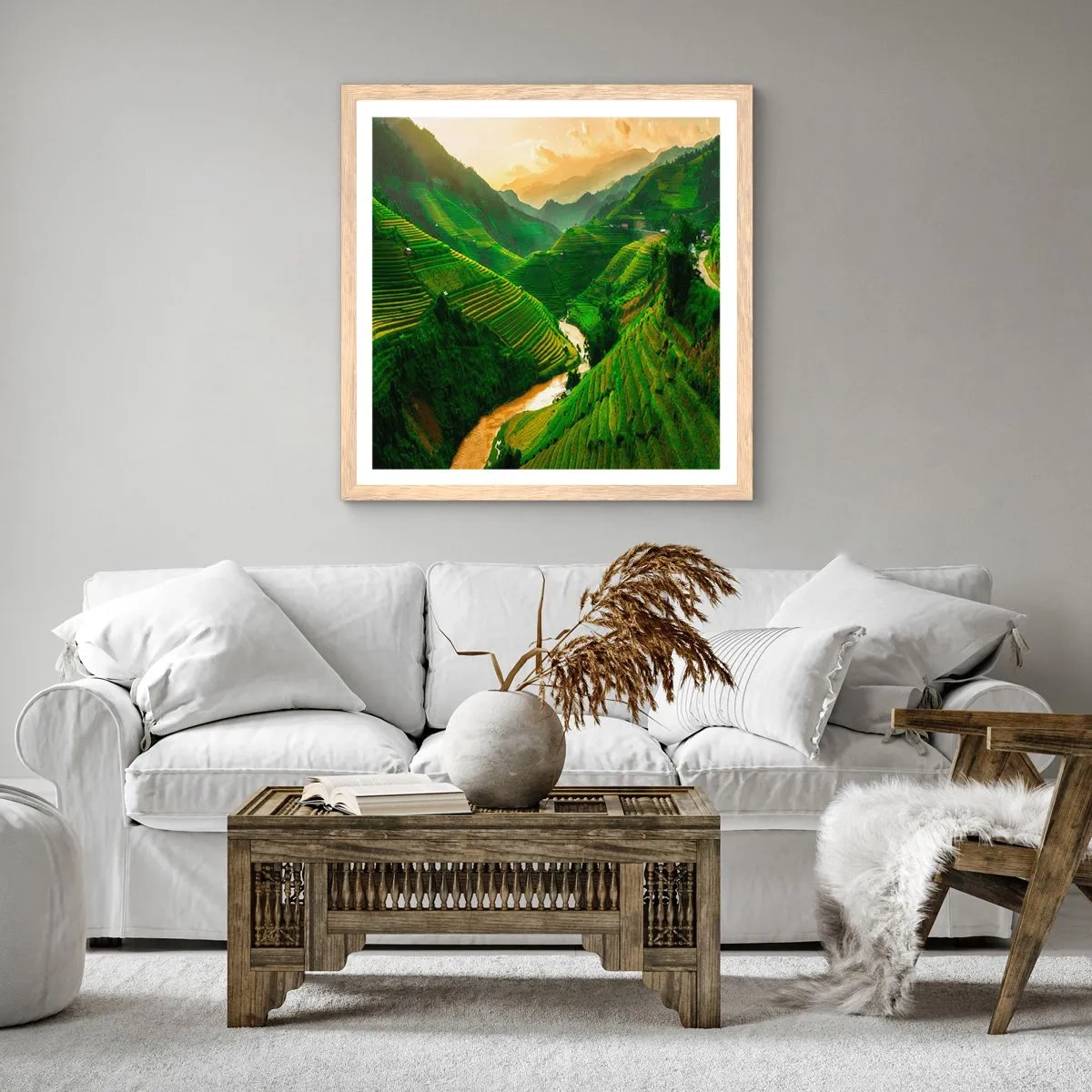 Affiche dans un chêne clair - Poster - Vallée vietnamienne - 40x40 cm