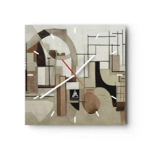 Horloge murale - Pendule murale - Abstraction architecturale en beige et marron - 30x30cm - Paysage urbain 2.0 - Décoration murale moderne pour le salon et la chambre ARTTOR