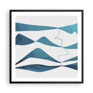 Affiche dans un cadre noir - Poster - Abstraction : composé turquoise - 60x60 cm