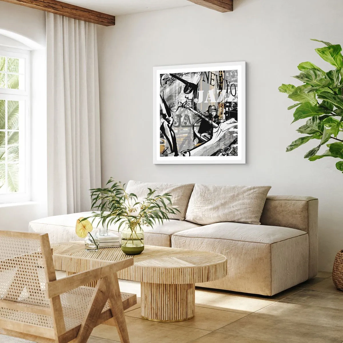 Affiche dans un cadre blanc - Poster - Au rythme de New York - 50x50 cm