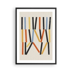 Affiche dans un cadre noir - Poster - Abstraction géométrique colorée avec des lignes verticales - 50x70cm - Composition de niveaux - Décoration murale moderne pour le salon et la chambre ARTTOR