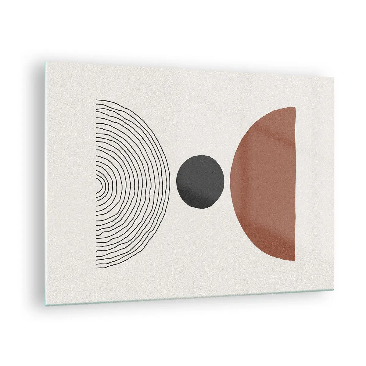 Impression sur verre - Image sur verre - Formes géométriques abstraites sur fond clair - 70x50cm - Au centre de l'attention - Décoration murale moderne pour le salon et la chambre ARTTOR