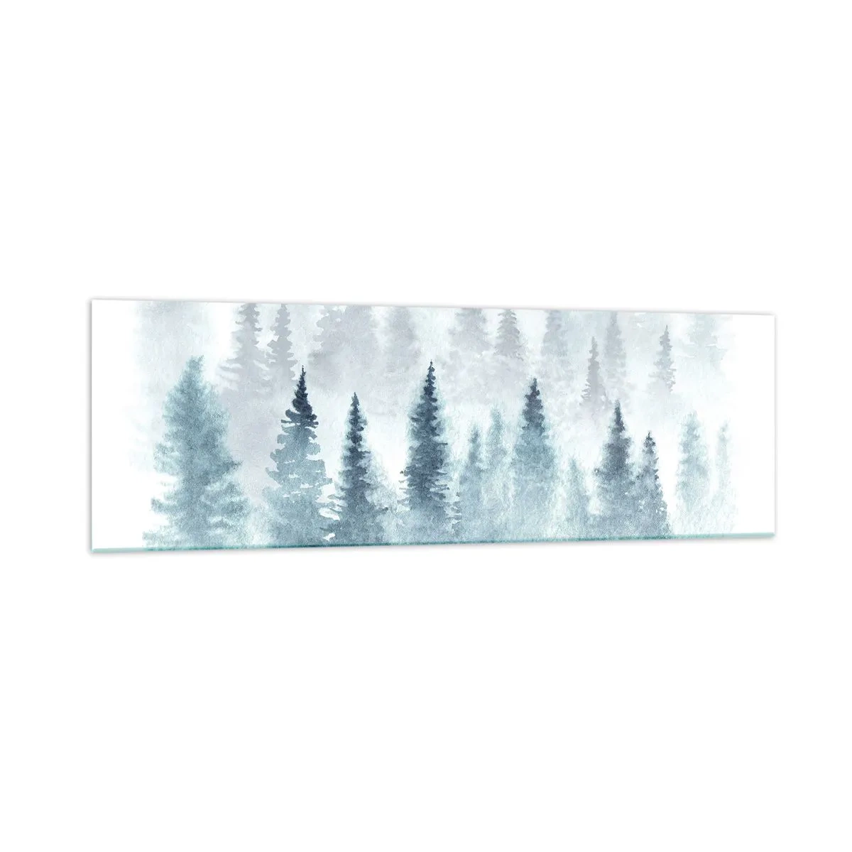 Impression sur verre - Image sur verre - Forêts de conifères baignées d'un brouillard délicat - 160x50cm - Enveloppé de brouillard - Décoration murale moderne pour le salon et la chambre ARTTOR