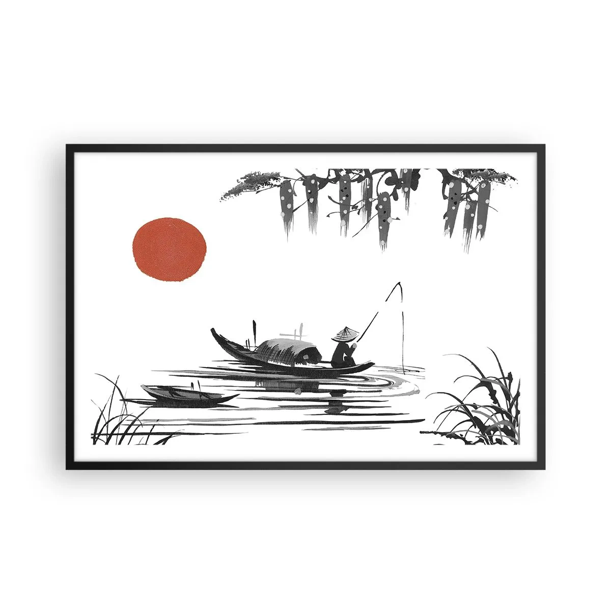 Affiche dans un cadre noir - Poster - Après-midi asiatique - 91x61 cm