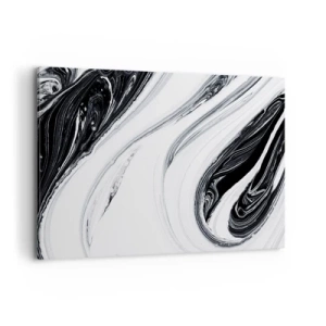 Impression sur toile - Image sur toile - Abstraction en noir et blanc avec des lignes et des tourbillons dynamiques - 120x80cm - Une combinaison d'opposés - Décoration murale moderne pour le salon et la chambre ARTTOR