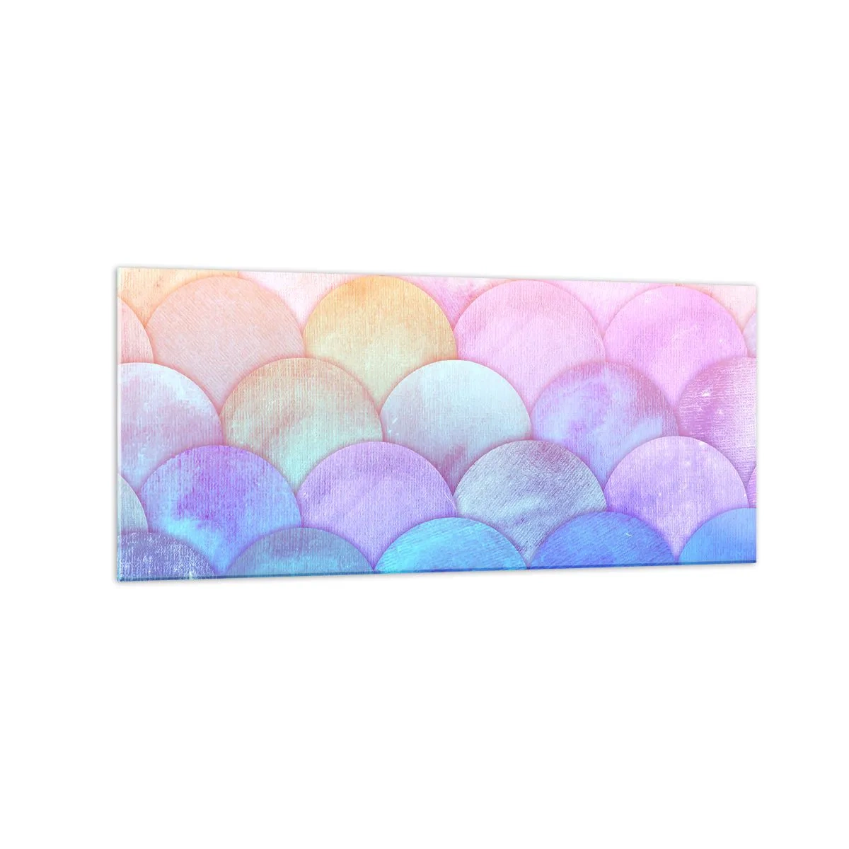 Impression sur verre - Image sur verre - Échelles abstraites aux tons pastel - 120x50cm - Écailles de perles - Décoration murale moderne pour le salon et la chambre ARTTOR