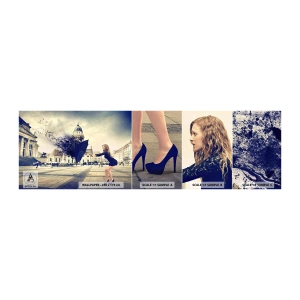 Échantillon de Papier Peint Autocollant Deluxe Sticker - Il y a un tel vent… - Femme, Ville, Parapluie mystérieux - 100x30 cm
