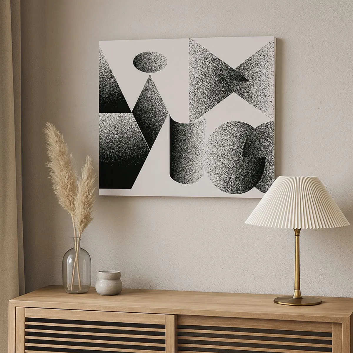 Impression sur toile - Image sur toile - Géométrie composée d'angles et de formes ovales - 70x50cm - Angles et ovales - Décoration murale moderne pour le salon et la chambre ARTTOR
