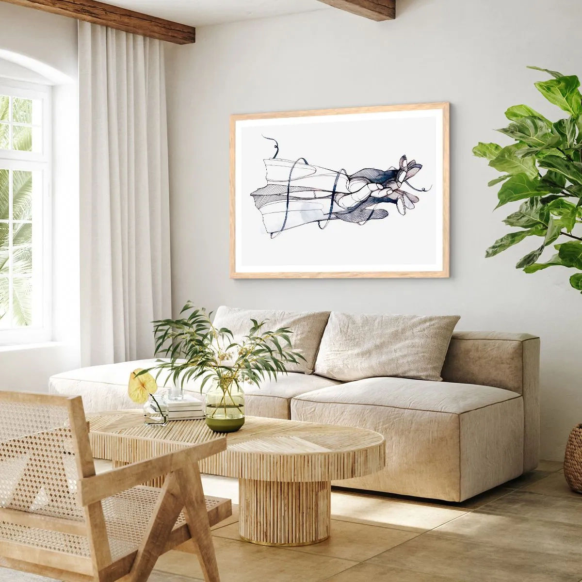 Affiche dans un chêne clair - Poster - Étude du touché - 70x50 cm