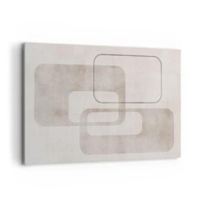 Impression sur toile - Image sur toile - Une composition minimaliste avec des rectangles dans des tons beiges sur un fond subtil. - 120x80cm - Fugue géométrique - Décoration murale moderne pour le salon et la chambre ARTTOR